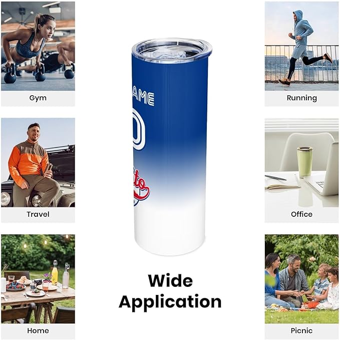 Custom Tumbler Stainless Steel Cup Personalized Baseball Vacuum Insulation Travel Mug Add Your Name Number Fans Gift for Baseball Fans