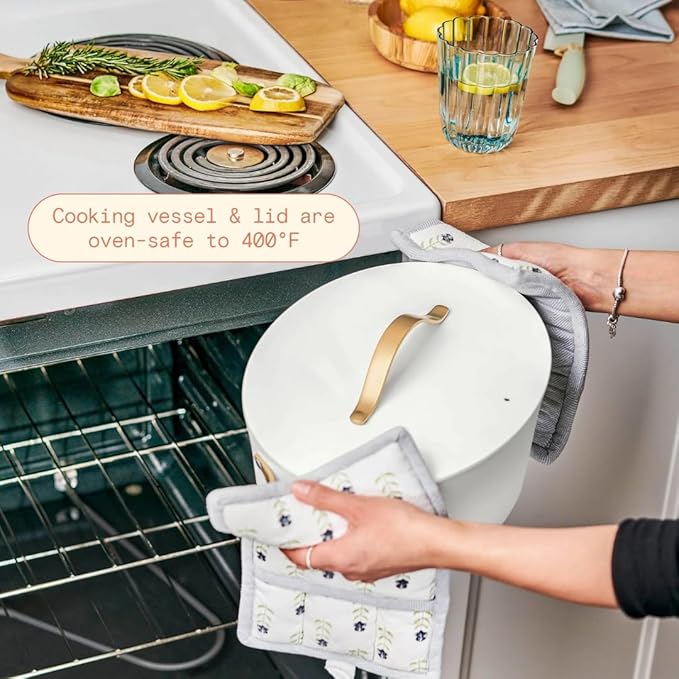 Beautiful 10-in-1 6Qt Electric Multi-Cooker with 7 Presets,Oven-Safe Pot & Lid,Sauté,Steam,Slow Cook, Slow Cooker, Simmer,Rice & More,Touch Display, Dishwasher Safe, Serves Up to 7 (White Icing)