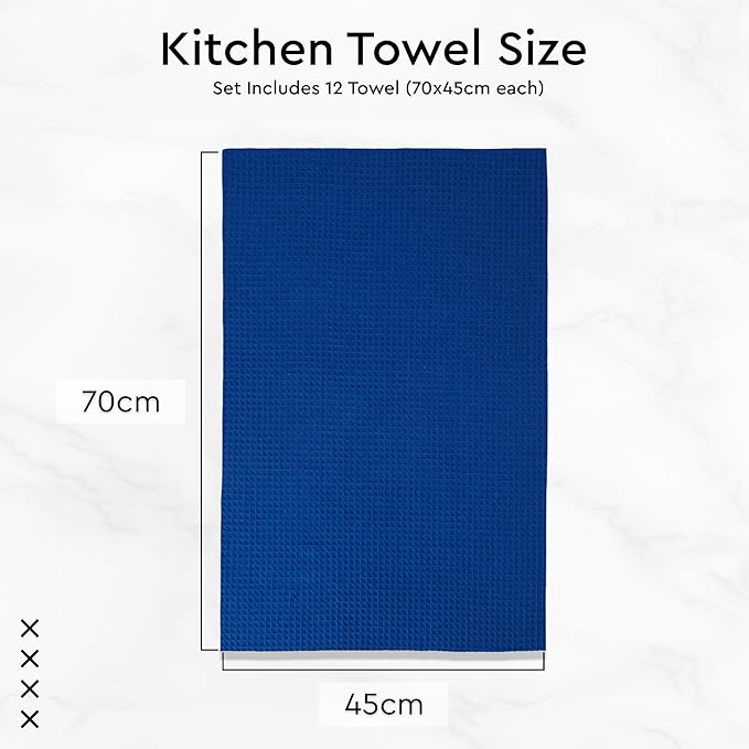Encasa XO Kitchen Dish Towels Set | Multicolor | Waffle Weave and Flat Hand Tea Towel | 28"x18" | Quick Drying Reusable Cotton Washcloths | Multipurpose Lightweight Dishcloths Set of 12