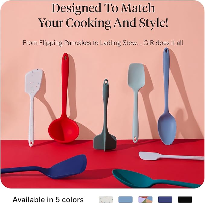 GIR: Get It Right 5 Piece Silicone Kitchen Utensils Set - Ladle, Spatula, Flip, Spoon & Spoonula - Non-Toxic Cooking Utensils for Nonstick Cookware, Cooking and Baking - Sprinkles