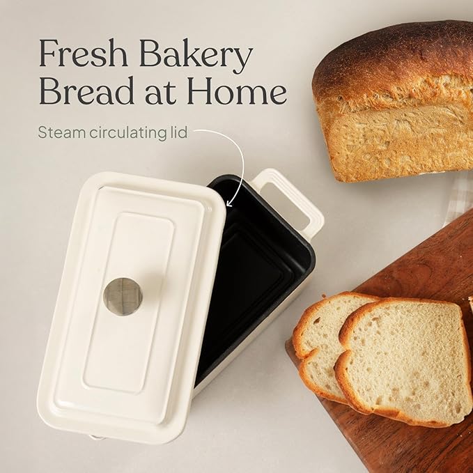 TOMO Cast Iron Bread Oven, 10" x 5" Full Size Loaf - Dutch Oven Bread Cloche with Steam Circulating Lid for Perfect Sourdough