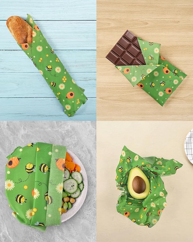 Beeswax Food Wraps,13x39 Inch Honeycomb Bread Wrap Eco-Friendly Reusable Bread Storage Bags Kitchen Food Storage Organic Beeswax Plastic Wrap