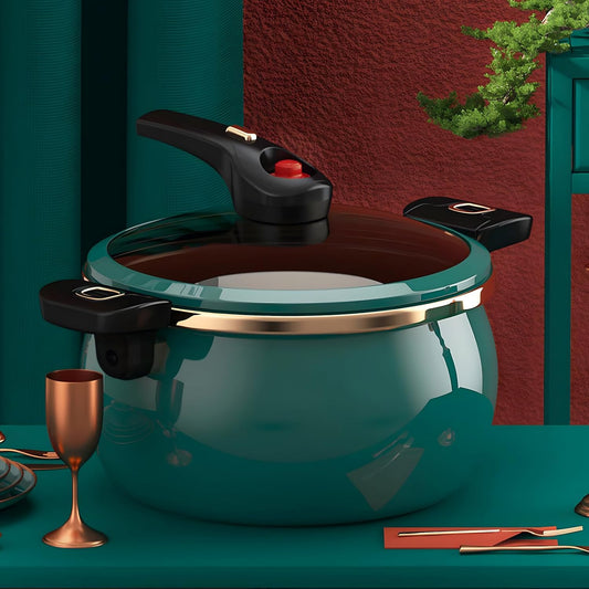 Nonstick Ceramic Coated Sauce Pan with Lid Green Crock Pot with Twist & Lock Handles, Micro Pressure Cooker Versatile Cookware for Stovetops, PFOA-Free Toxin-Free, Easy to Clean (Green, 7.5Quarts)