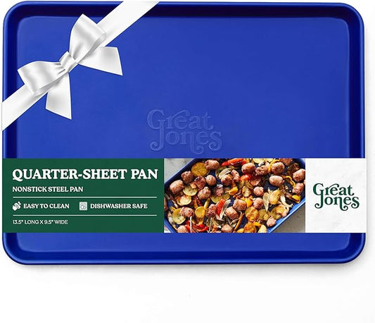 Great Jones Little Sheet (Blueberry) | Jelly Roll Pan, Quarter Sheet Pan | Aluminized Steel,13.5" x 9.5" | For Baking, Roasting, & Broiling | Premium Bakeware with Even Heat Distribution