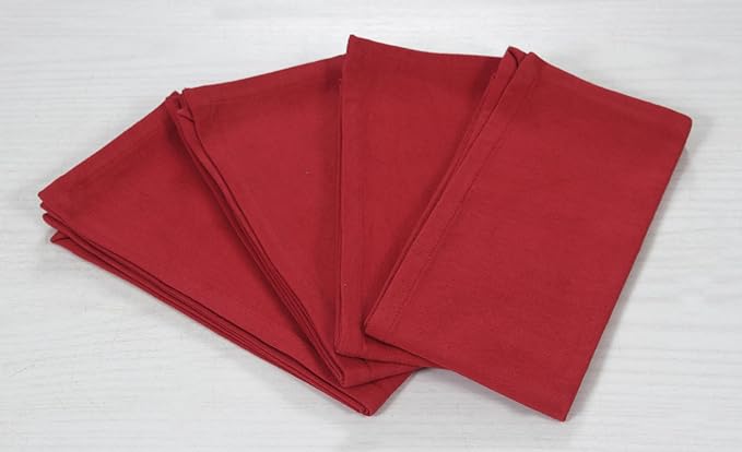ANA Cloth Napkins Set of 12 (17.5x17.5) inch 100% Cotton Dinner Napkin Washable Hotel Quality Reusable Kitchen & Table Linen for Fall Thanksgiving Family Dinners Weddings & Everyday Use - Red