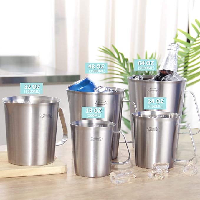 Measuring Cup, [Upgraded, 3 Measurement Scales, Including Cup Scale, ML Scale, Ounce Scale], Newness Stainless Steel Measuring Cup with Marking with Handle, 32 Ounces (1.0 Liter, 4 Cup)