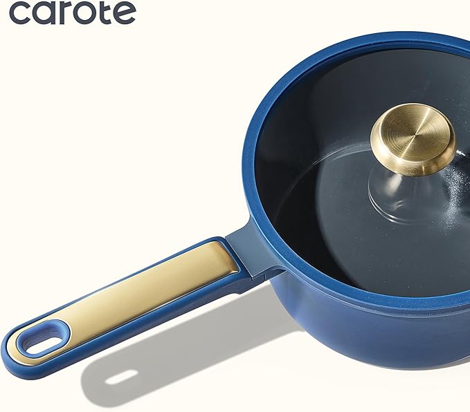 CAROTE 2QT & 2.5QT Sauce Pan Sets with Lid & Ladle Cooking Pots Nonstick Saucepans Cookware Set Small Kitchen Pot, Induction Comptable, Easy to Clean, PFOA FREE (Blue)