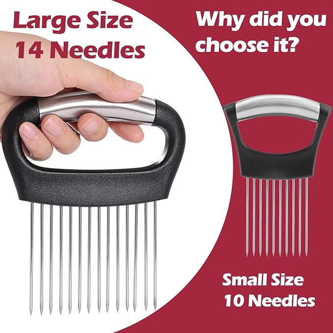 JAYVAR Large Onion Holder for Slicing, 2Pieces Large Onion Cutter Veggie Chopper, Stainless Steel Tomato Slicer Blooming Onions Potato Slicer, Practical Meat Tenderizer, Egg Slicers Kitchen Gadgets