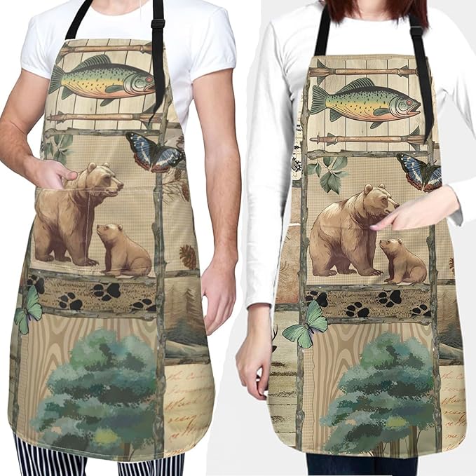Funny Animal Apron with 2 Pockets Waterproof for Men Women Kitchen Garden Decor
