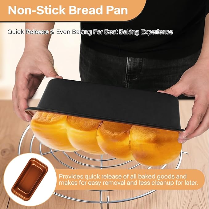 3-Pack 9x5 Loaf Pan for Baking Bread, Nonstick Bread Pan With Copper & Black Two-Tone Finish Perfect for Homemade Bread, Meatloaf, Pound Cake