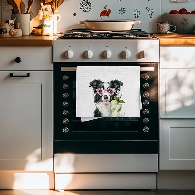 Cabana Bro Border Collie Gifts Kitchen Towels, Border Collie Gifts for Women Men Decorative Hand Towels for Bathroom, Funny Shepherd Dog Cocktail Drinking Dish Tea Towels for Kitchen, 16x24 Inch