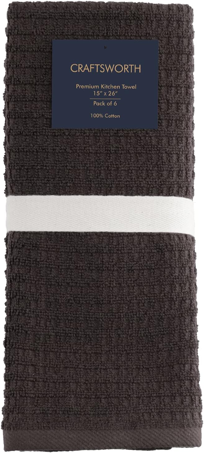 CRAFTSWORTH Kitchen Towels, 15 x 26 Inches, Pack of 6, 400 GSM, 100% Ring Spun Cotton, Solid Beige Dish Towels Super Soft and Absorbent, Tea Towels and Bar Towels