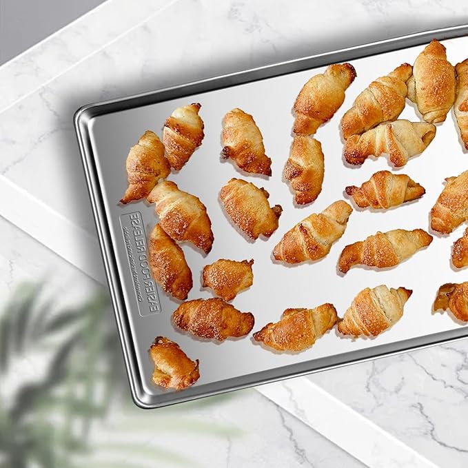 3 sets（18/16/12）Piece Stainless Steel Baking Pan Set – Heavy Duty, Non-Stick, Oven Safe, Perfect for Cakes, Cookies & Roasts，Commercial Cookie Trays, Oven & Dishwasher Safe - Rustproof & Durable