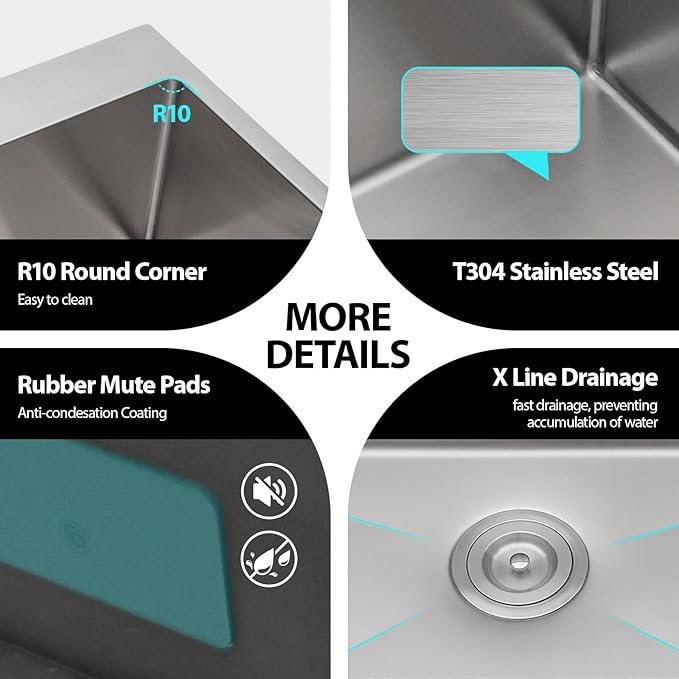 Drop In Kitchen Sink Double Bowl - Funmier 33 Inch Double Bowl Kitchen Sink 60/40 33"x22" Stainless Steel 16 Gauge Deep Bowl Basin