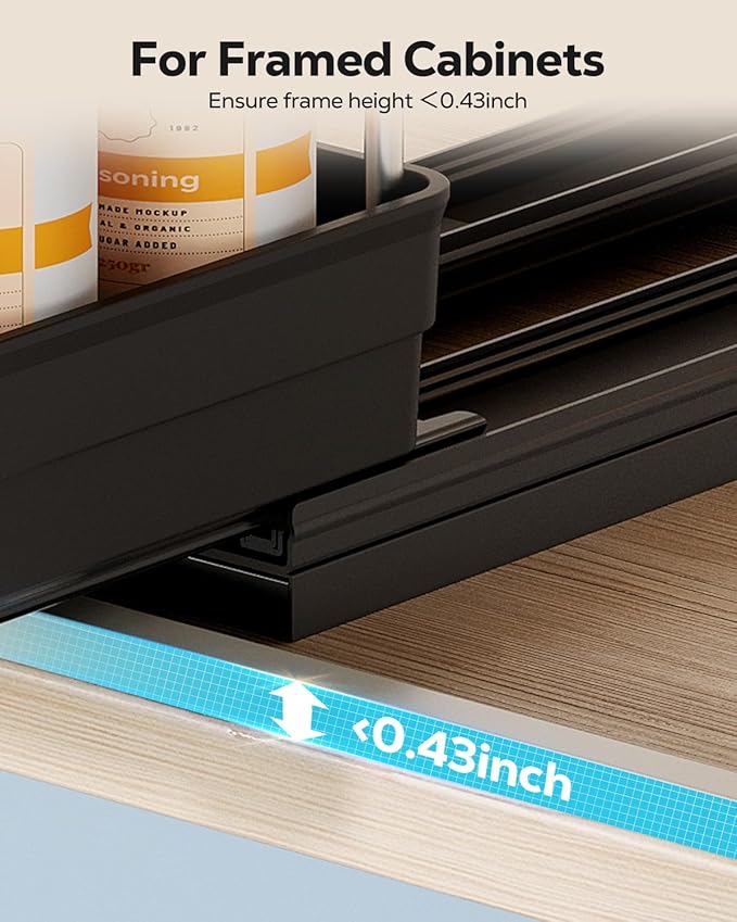 Nieifi Spice Organization for Cabinet-Vertical Spice Rack Pull Out-Spice Rack Organizer for Cabinet-8-1/4 inch Wide-Seasoning Kitchen Organizer-8.26" W x 10.6" D x 8.7" H-2 Pack-2 Tier