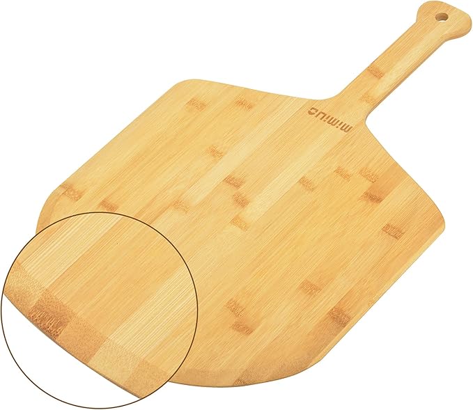 Natural Bamboo Pizza Peel - 15 Inch Wooden Pizza Spatula for Baking Homemade Pizza Bread and Cutting Fruit Vegs