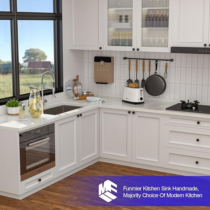 33 Inch Undermount Kitchen Sink - Funmier 33 x 19 Undermount Kitchen Sinks Stainless Steel 16 Gauge Single Bowl Under Mount Deep Basin Handmade with Offset Drainer