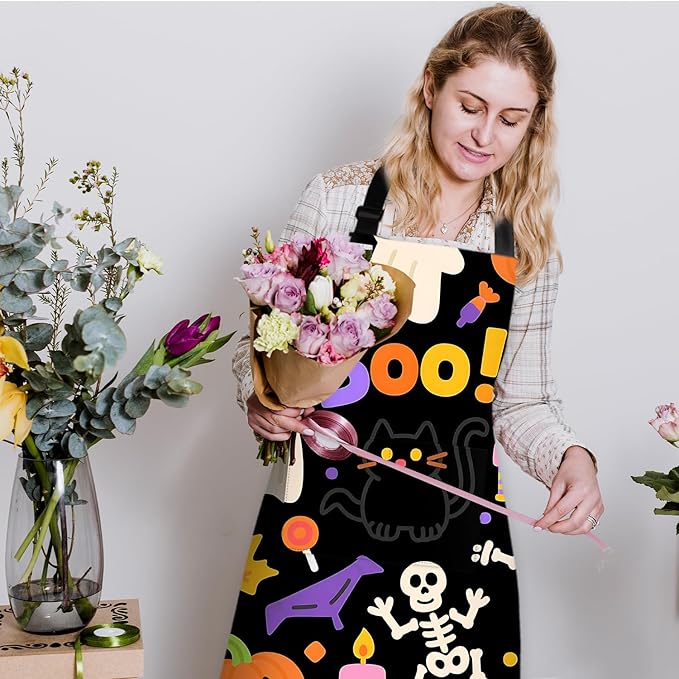Halloween Apron Home Kitchen Cooking Baking Gardening for Women Men with Pockets waterproof 32x28 inch
