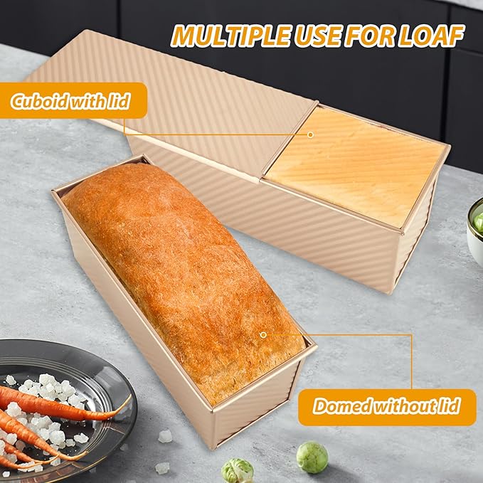 Pullman Loaf Pan with Lid 13x4 Bread Pans for Homemade Bread Sandwich Bread Loaf Pan Banana Bread Pan Nonstick Sourdough Bread Baking Pan Metal Bread Pan Extra Large Loaf Pans Tin for Meatloaf