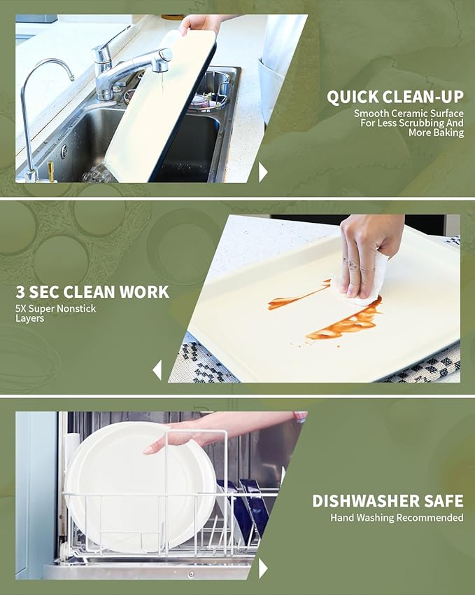 Ceramic Nonstick Baking Pans Set, Non Toxic 30 PCS Stackable Bakeware Sets, 550°F Oven Safe Baking Sheet & Pans, Warp-Free, Dishwasher Safe, PTFE/PFOA/PFOS-Free (Blue)