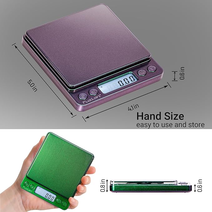 Fuzion Digital Scale .01 Gram Accuracy, 500g Mini Food Scales for Small Jewelry, Gold, Herb, Spice - Weight Gram and Oz
