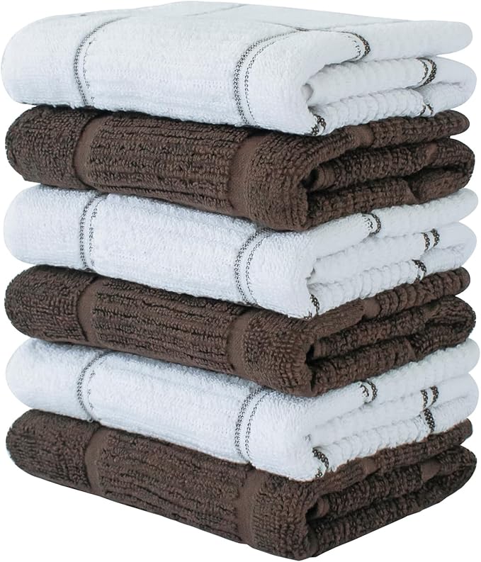 CRAFTSWORTH Kitchen Towels, 15 x 26 Inches, Pack of 6, 400 GSM, 100% Ring Spun Cotton, Beige Combo Windowpane Dish Towels Super Soft and Absorbent, Tea Towels and Bar Towels
