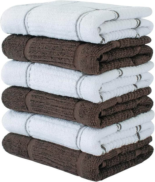 CRAFTSWORTH Kitchen Towels, 15 x 26 Inches, Pack of 6, 400 GSM, 100% Ring Spun Cotton, Beige Combo Windowpane Dish Towels Super Soft and Absorbent, Tea Towels and Bar Towels