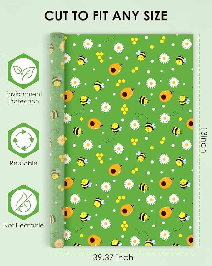 Beeswax Food Wraps,13x39 Inch Honeycomb Bread Wrap Eco-Friendly Reusable Bread Storage Bags Kitchen Food Storage Organic Beeswax Plastic Wrap