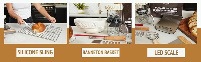 30 PCS-Sourdough Starter Kit with Kitchen Scale, 10-Inch Banneton Bread Proofing Basket, Sourdough Starter Jar, Bread Lame, Dough Whisk, Sourdough Kit with Bread Baking Supplies, and Bread Tools