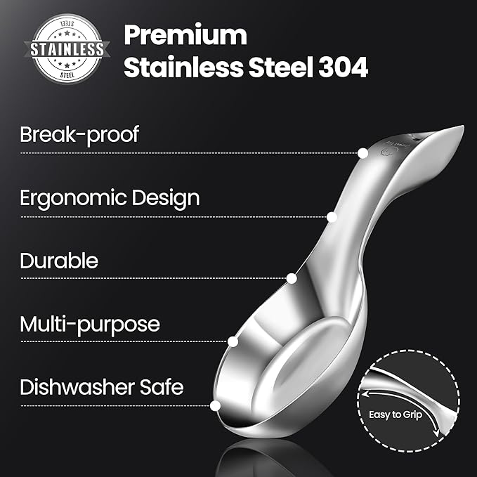 Break-Proof Kitchen Spoon Rest for Stove Top – Premium Stainless Steel Spoon Holder for Kitchen Counter – Mirror-Polished, Heavy-Duty with a Luxury Look – Dishwasher Safe & 5-Year Warranty
