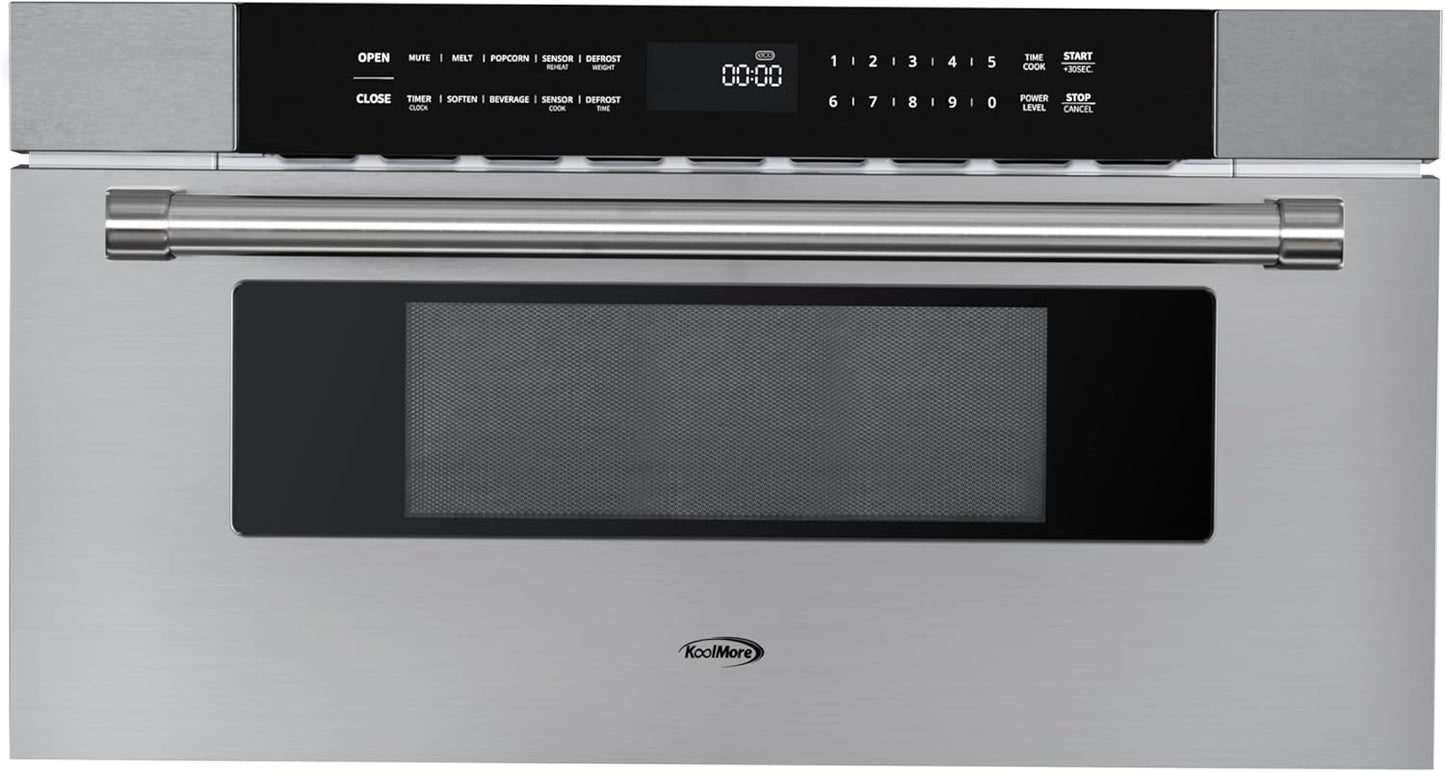 KoolMore KM-MD30-SS Microwave Drawer, Capacity in Stainless-Steel, 30 in/1.2 cu. ft, Silver
