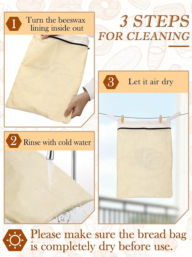 ANPHSIN 2 pcs Natural Beeswax Bread Bags with Sealing Zipper - 13''x16.7'' Reusable Sourdough Storage Wraps for Homemade Bread, Keeping Food Fresh, Gifts for People Who Love Baking, 2 Patterns