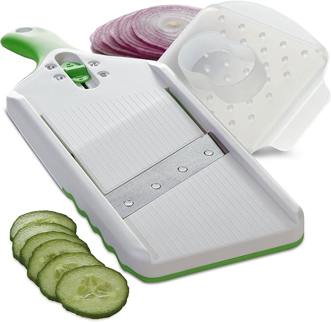 PrepSolutions Adjust-A-Slice Mandoline Slicer, Green – Adjustable Thickness, Perfect for Vegetables, Fruits, and More