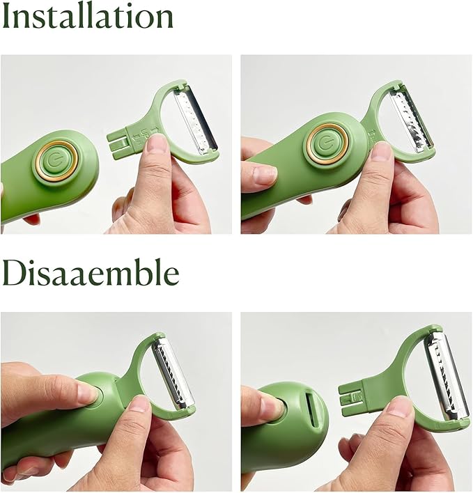 3-in-1 Electric Peeler | Auto Blade for Fruits/Vegetables | 3 Interchangeable Blades | Type-C Charging,Battery Capacity 1500 mAh | Kitchen, Travel, Camping