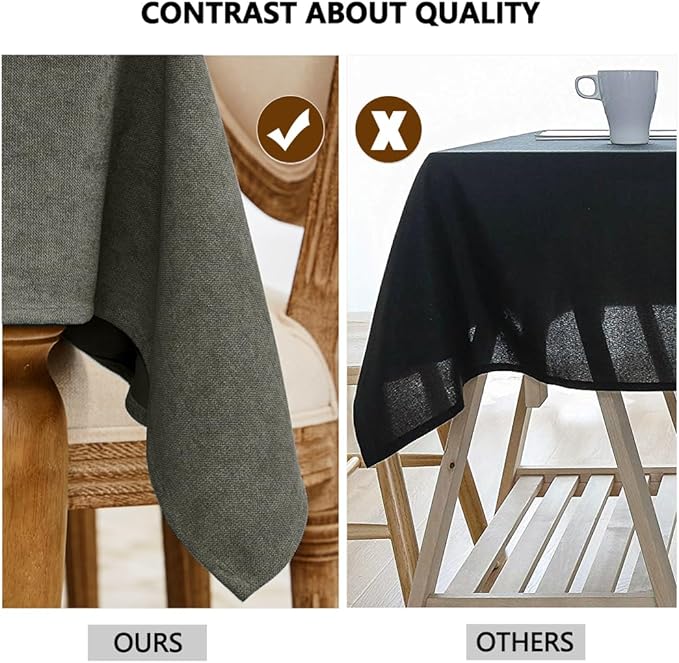 Table Cloth Rectangle Table Cover 55x71 Inches Soft-Brushed Finish Wrinkle Free and Waterproof Rectangle Olive Black Tablecloth for Kitchen Party Buffet Wedding