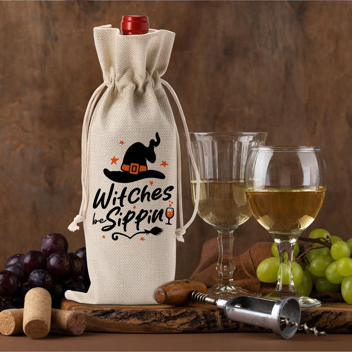 Funny Halloween Witch Decor Hocus Pocus Witchy Decor Witch Wine Bag Gifts Halloween Party Supplies Home Decorations Wine Accessories for Wine Lovers Women Men Friends