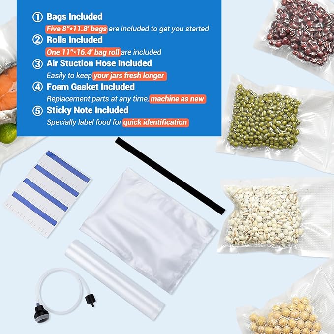 INKBIRD Vacuum Sealer Machine with 160W Double Pump, Full Automoatic Pro Vacuum Sealer for Food Preservation with Liquid/Moist/Dry Food, Food Sealer with Removable Drip Tray, Roll Storage and Cutter