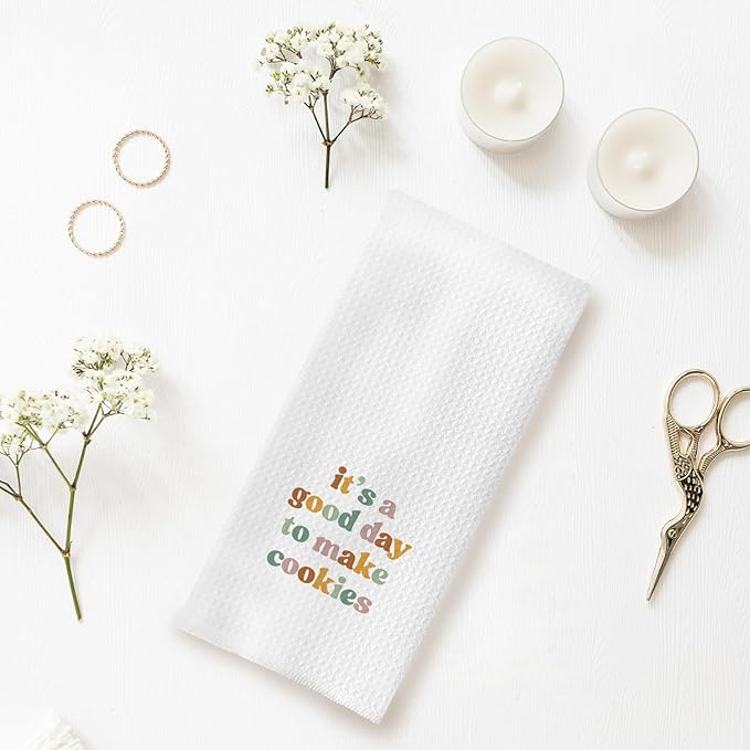 Baking Gifts Kitchen Towels, Gifts for Bakers Cookie Lovers Cooks Dish Tea Towel for Kitchen Baking, It's a Good Day to Make Cookies Hand Towels, 16x24