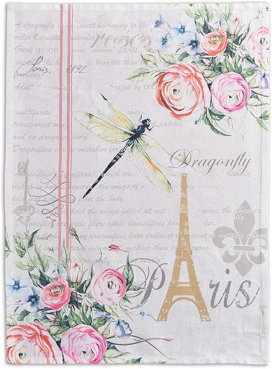 Maison d' Hermine Kitchen Towels Set of 2 100% Cotton 27.50" x 20" Reusable Cloth Tea Dish Towels Absorbent with Hanging Loop for Kitchen, Home, Dining, Cocktail Parties Spring/Summer (Champ De Mars)