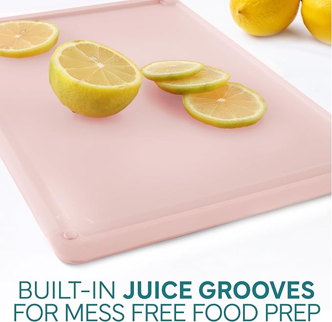 COOK WITH COLOR Extra Large Cutting Board Set, Jumbo-Sized Boards with Rubber Border for Enhanced Cooking Experience, 3-Piece, Teal