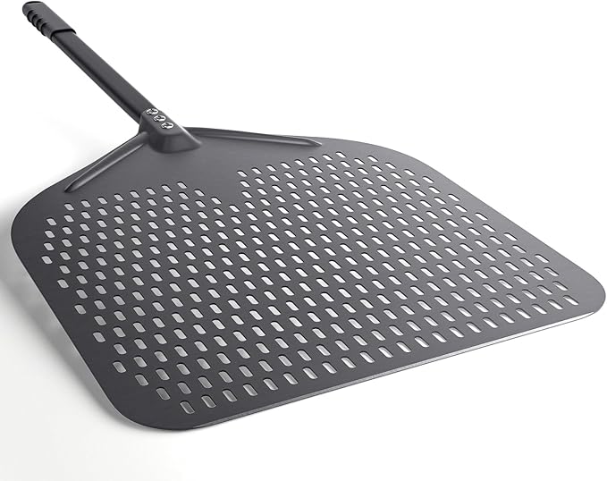 Perforated Pizza Peel, 16" Aluminium Pizza Paddle, Large Pizza peel for Baking Homemade Pizza Bread