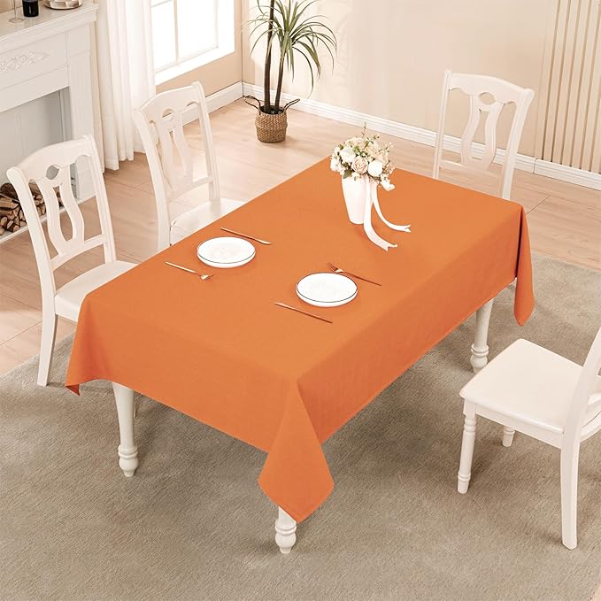 BALCONY & FALCON Rectangle Tablecloth Washable Wrinkle Resistant and Water Proof Table Cloth Decorative Linen Fabric Tablecloths for Dining Parties Kitchen Wedding and Outdoor Use (Pumpkin, 55x70)