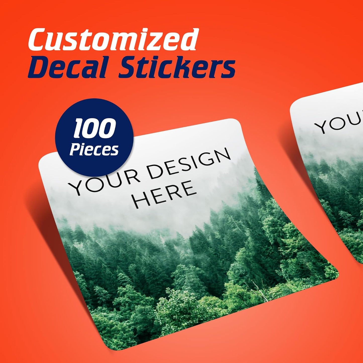 100 Custom Vinyl Stickers - Upload Your own Image, Text, Design, Logo - Personalized Logo Labels for Handmade, Packaging, Bottle, Jars, Candle, Brand Stickers (Foggy Valley, 6x6 Square)