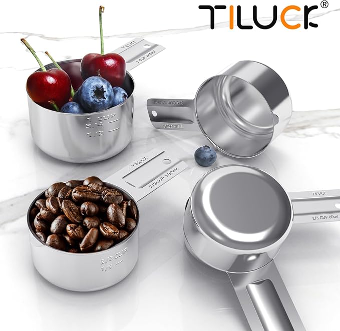 TILUCK Stainless Steel Measuring Cups Set,Kitchen Gadgets for Cooking & Baking,Set of 5