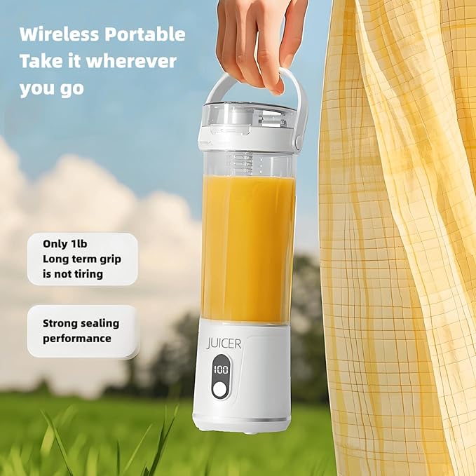 Personal Portable Cordless Blender for Shakes and Smoothies and Juice,21 Oz USB-C Rechargeable Mini Mixer with Extra Lid for Travel, Office, Gym