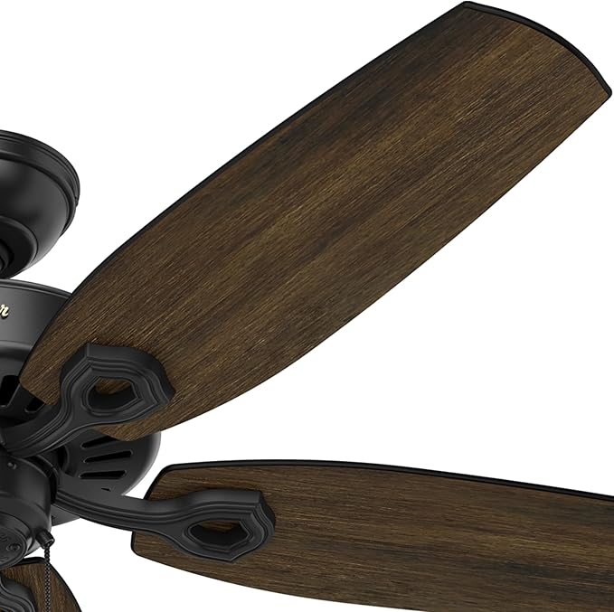 Hunter 52 inch Indoor Ceiling Fan No Light with Pull Chain - Black Ceiling Fan without Light, Standard Mount, 5 Blades, For Bedroom, Living Room, or Kitchen - Builder Elite 53243, Matte Black