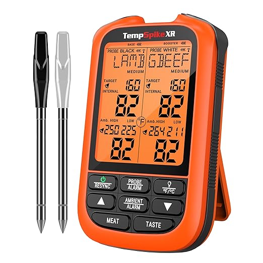 ThermoPro TempSpike 1000FT Wireless Meat Thermometer Digital with 2 Upgraded Ultra-Thin Probe, Kitchen Food Thermometer for Cooking, Turkey, Oven, Smoker, Rotisserie, BBQ, Grill Temperature Indicator