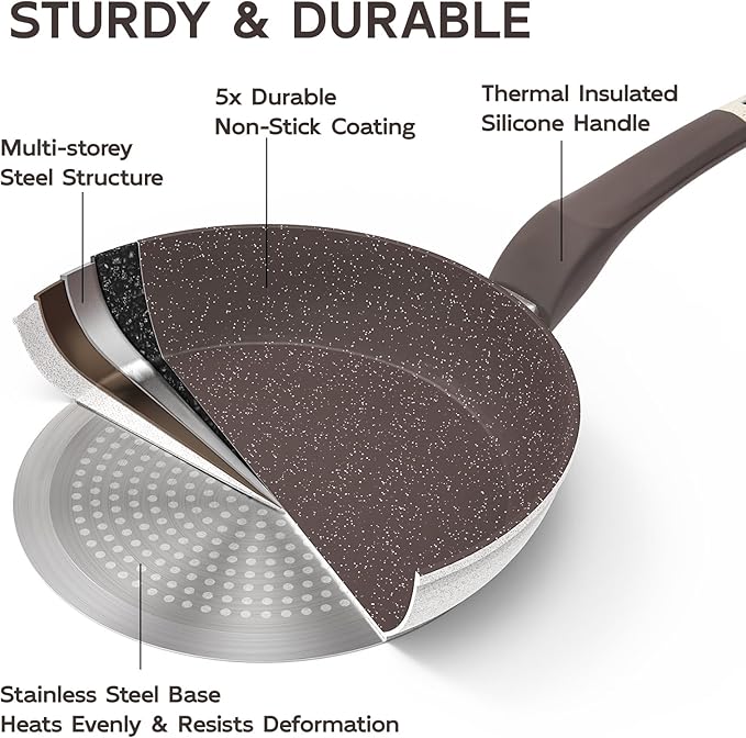 9.4" Ceramic Skillet | Non Stick Frying Pan with Stay-Cool Handle – PFOA-Free, Induction Safe Egg Pan