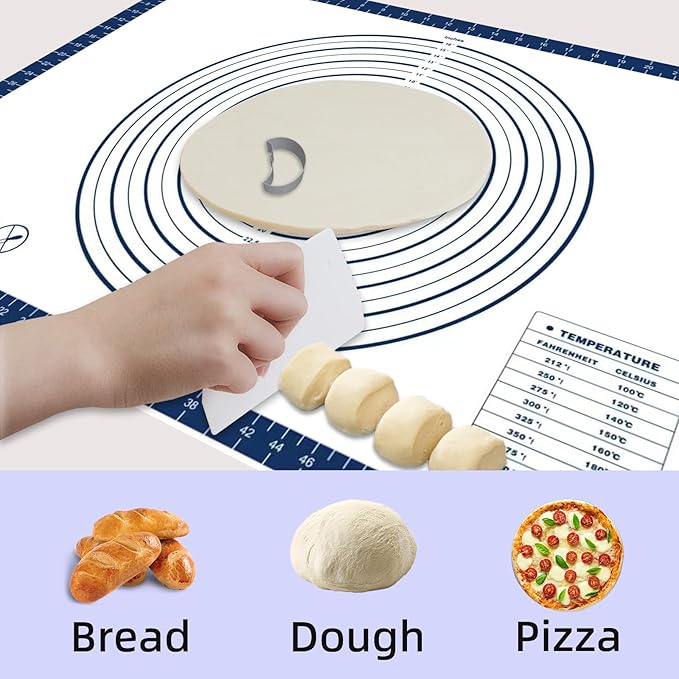 Dough Mat Silicone Baking Mats for Rolling Pastry Kneading Sheet Sourdough Bread Baking Supplies Blue