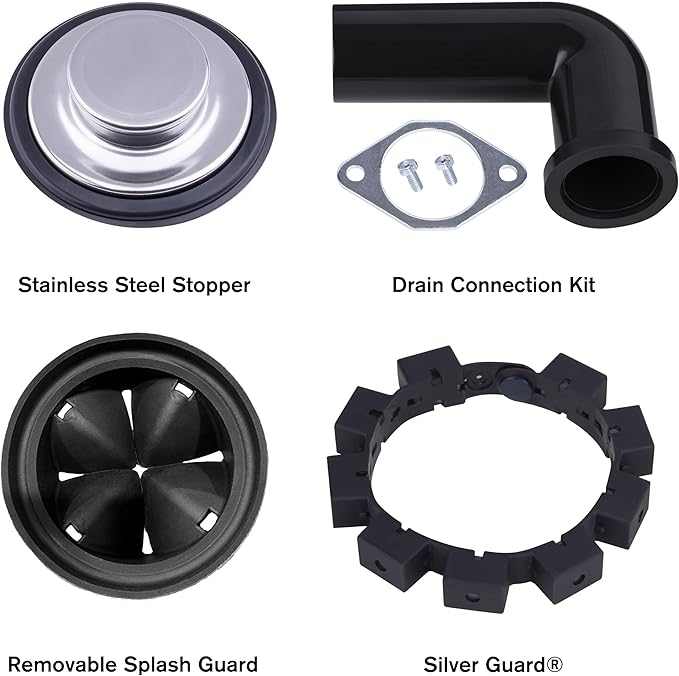 Eco Logic EL-9-DS-BK 9 Deluxe Designer Series Food Waste Disposer with Black Sink Flange, 3/4 HP